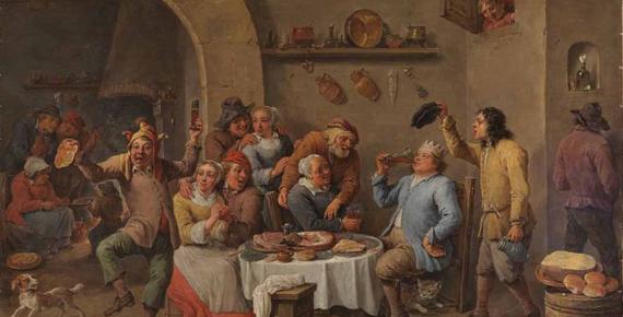 Twelfth Night (The King Drinks) by David Teniers c. 1634–1640 (Public Domain)