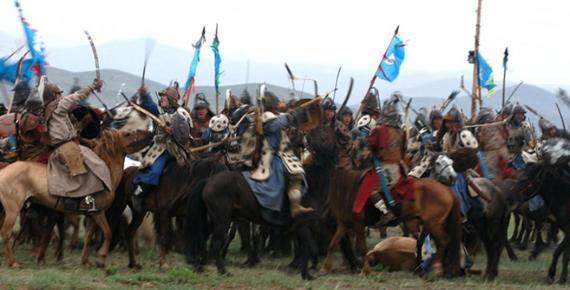 Reenactment of Mongol battle 