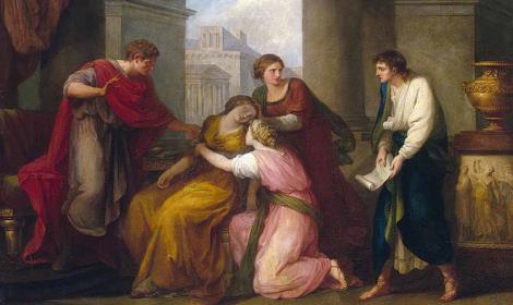 Virgil Reading the Aeneid to Emperor Augustus and his wife Livia with his daughter Julia present by Angelica Kauffmann (1788) Hermitage Museum (Public Domain)