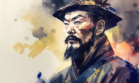 AI generated watercolor illustration of Sun Tzu.