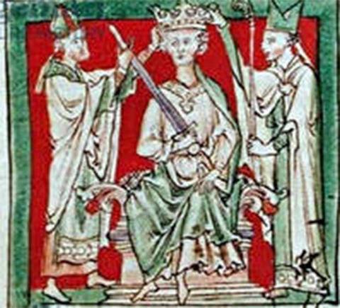 A 13th-century depiction of the coronation of King Stephen, by Matthew Paris (Public Domain)