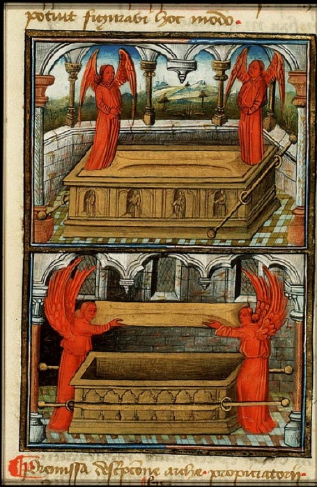 The Ark of the Covenant opened by two Cherubim. National Library of Netherlands (Public Domain)