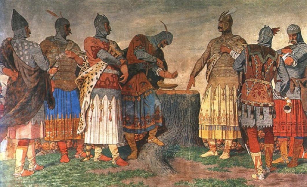 The Blood oath of the Magyars in Etelköz by Székely Bertalan Vérszerződés (1896)  (Public Domain)