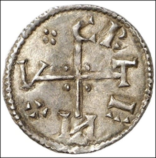 An example coin of Knutr of York (895-905); image courtesy of © Fritz Rudolf Künker GmbH & Co. KG, Osnabrück and Lübke & Wiedemann KG, Leonberg