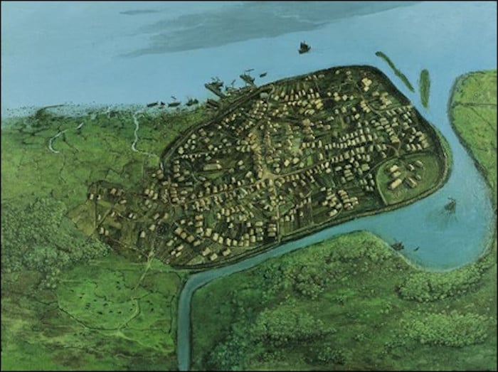 A reconstruction of Viking Age Dublin in the year 1000, when Sitriuc Silkbeard sat somewhere between independent and underling of Brian Boru, his nominal overlord. Image courtesy of © The National Museum of Ireland.